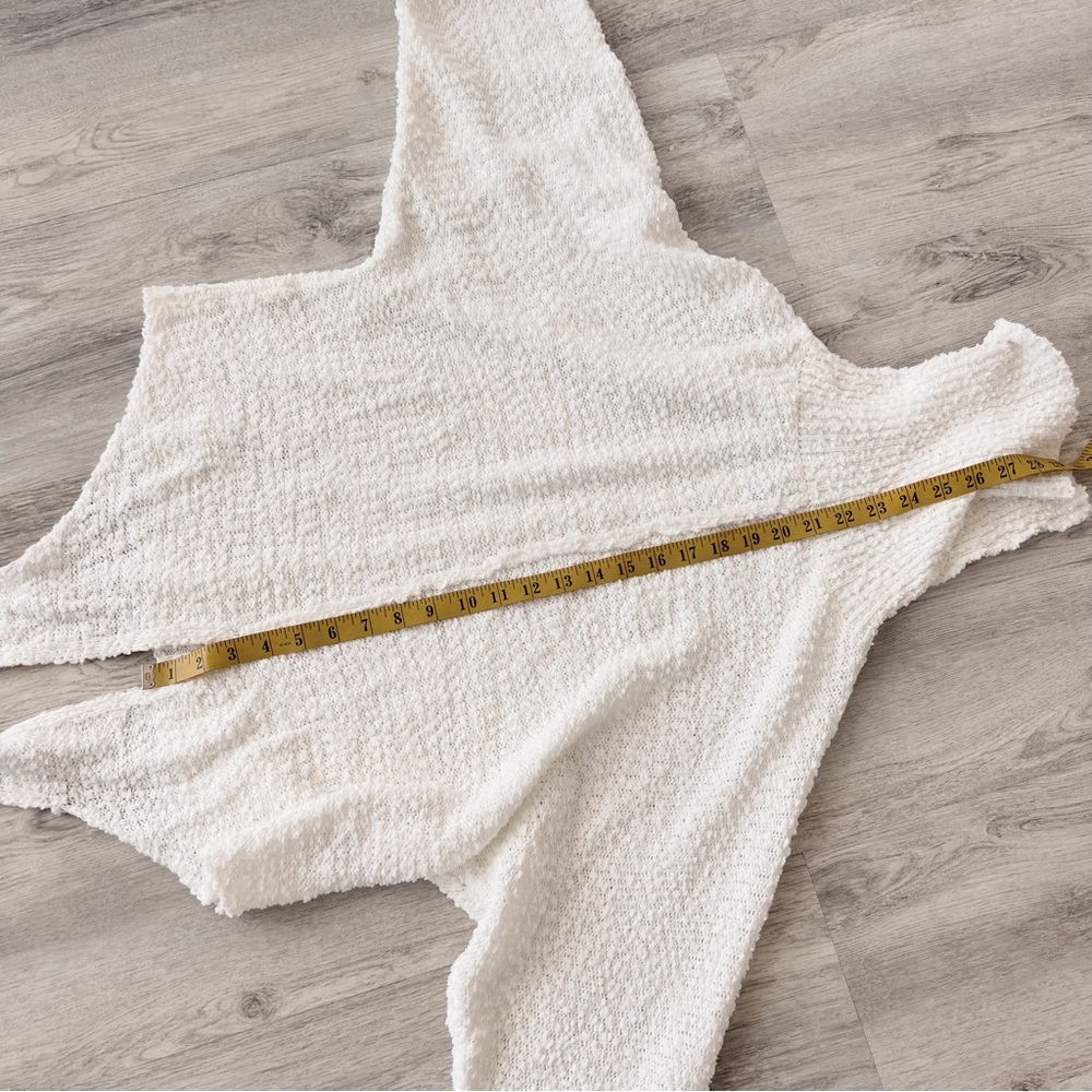 WHITE OVERSIZED TIE UP DROP SLEEVE KNIT SWEATER - Picture 9 of 10